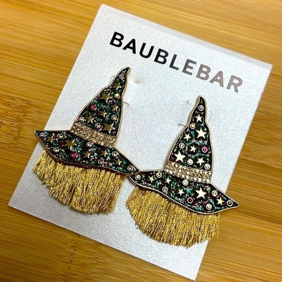 Brand New BaubleBar Witch Hat w/ Hair Crystals Stars Post Earrings Halloween - Picture 7 of 14